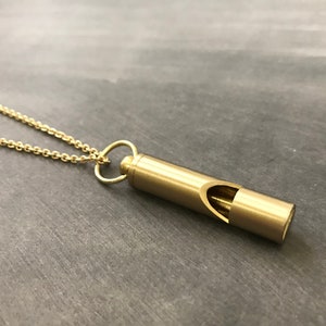 Brass Safety Whistle Necklace Security Whistle Gift Unisex Necklace Emergency Help Women Men's Jewelry Long Chain Layering Stacking Necklace