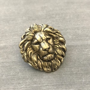 Lion Brooch, Lion Pin, Leo Birthday, Zoo Animal, Lion's Mane, Jungle Animal, Lion Head, Lapel Pin, Sweater Pin, Lion Lover, Antique Brass