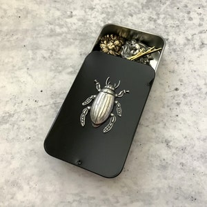 Gold Sunflower Tin Black Pill Box Jewelry Box Floral Catch All Moo Card Holder Black Metal Tin Coin Storage Gift Tin Rectangle Box Unisex