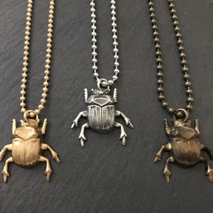 Silver Beetle Necklace Patina Insect Gold Scarab Pendant Unisex Men's Necklace Entomology Halloween Costume Goth Jewelry Gothic Creepy Bug