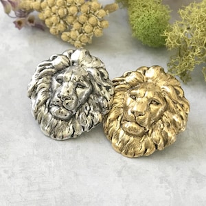 HUJUON Retro Lion Pin Brooch - Punk Style Gold Alloy Tie Pin For Men & Women, Perfect Gift (2.2x1.46 In) - View #2