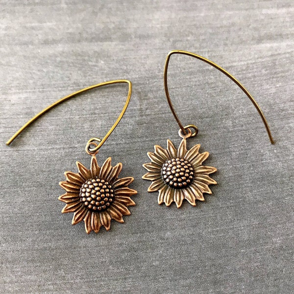 Sunflower earrings etsy clearance