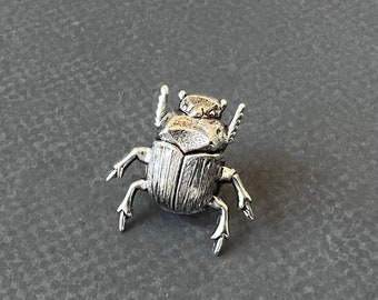 Beetle Tie Tack, Silver Beetle Brooch, Bug Lapel Pin, Brass Bug, Creepy Insect, Gothic Scarab, Entomologist Gift, Unisex Gift, Father's Day