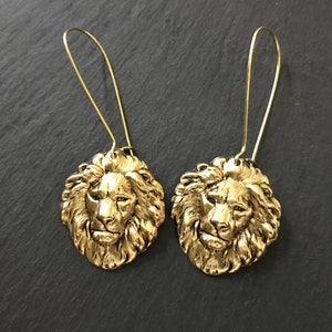 Gold Lion Earrings Leo Birthday Zodiac Lion's Mane Zoo Medieval Lion Head July August Birthday Gift Courage Bravery Valour Lion Collector