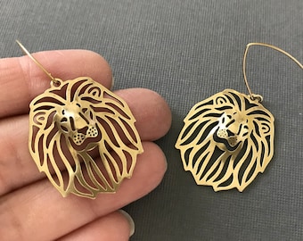Lion's Mane Earrings SOLID BRASS Leo Birthday Zodiac Lion Lover Gift Brave Animal King of the Jungle August Birthday Best Friend Gift
