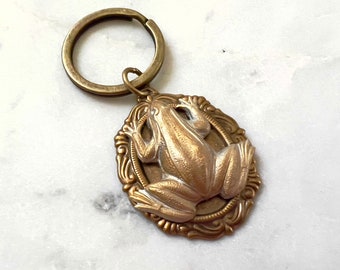 Frog Key Ring Vintage Style Key Chain Toad Car Key Ring Nature Inspired Matte Gold Frog Lover Gift Tree Frog Teen Key Chain Friendship Gift