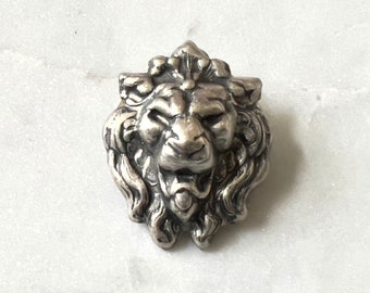 Silver Lion Pin Lion's Mane Brooch Leo Birthday Gift Zodiac Lapel Pin Men's Gifts Best Friend Gift He Majestic Lion's Head Heroic Zoo Animal