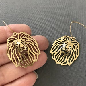 Lion&#39;s Mane Earrings SOLID BRASS Leo Birthday Zodiac Lion Lover Gift Brave Animal King of the Jungle August Birthday Best Friend Gift