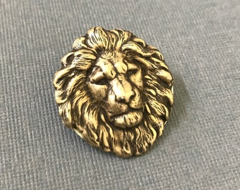 Small Gold Lion Brooch, Antique Gold Lion Pin, Leo Birthday, Father's Day, Men's Brooch, King, Zodiac, Lion's Mane, Lion Lover Gift, Jungle