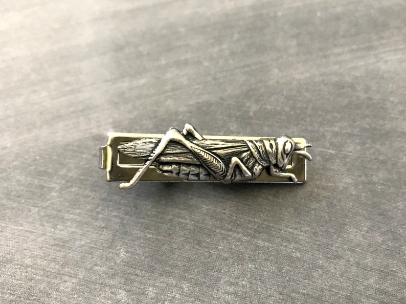Grasshopper Tie Clip Silver Grasshopper Bug Tie Clip Insect Etsy