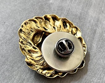 Large Gold Lion Pin Leo Birthday Zodiac Lion's Mane Brooch Lion