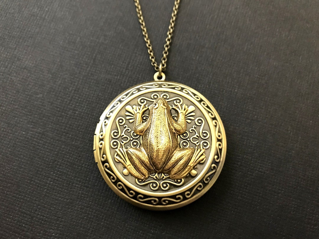 Or Grenouille XL Médaillon Crapaud Pendentif Collier Etsy France