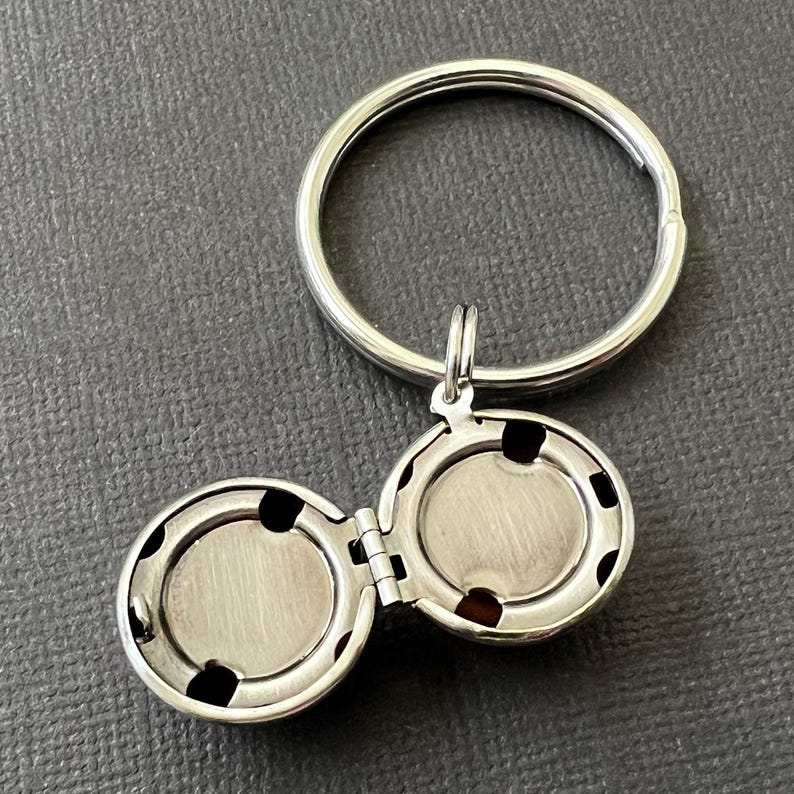 Locket Key Ring Silver Ball Locket Key Ring 2 Photo Locket Key Chain Men's Gifts Unisex ...