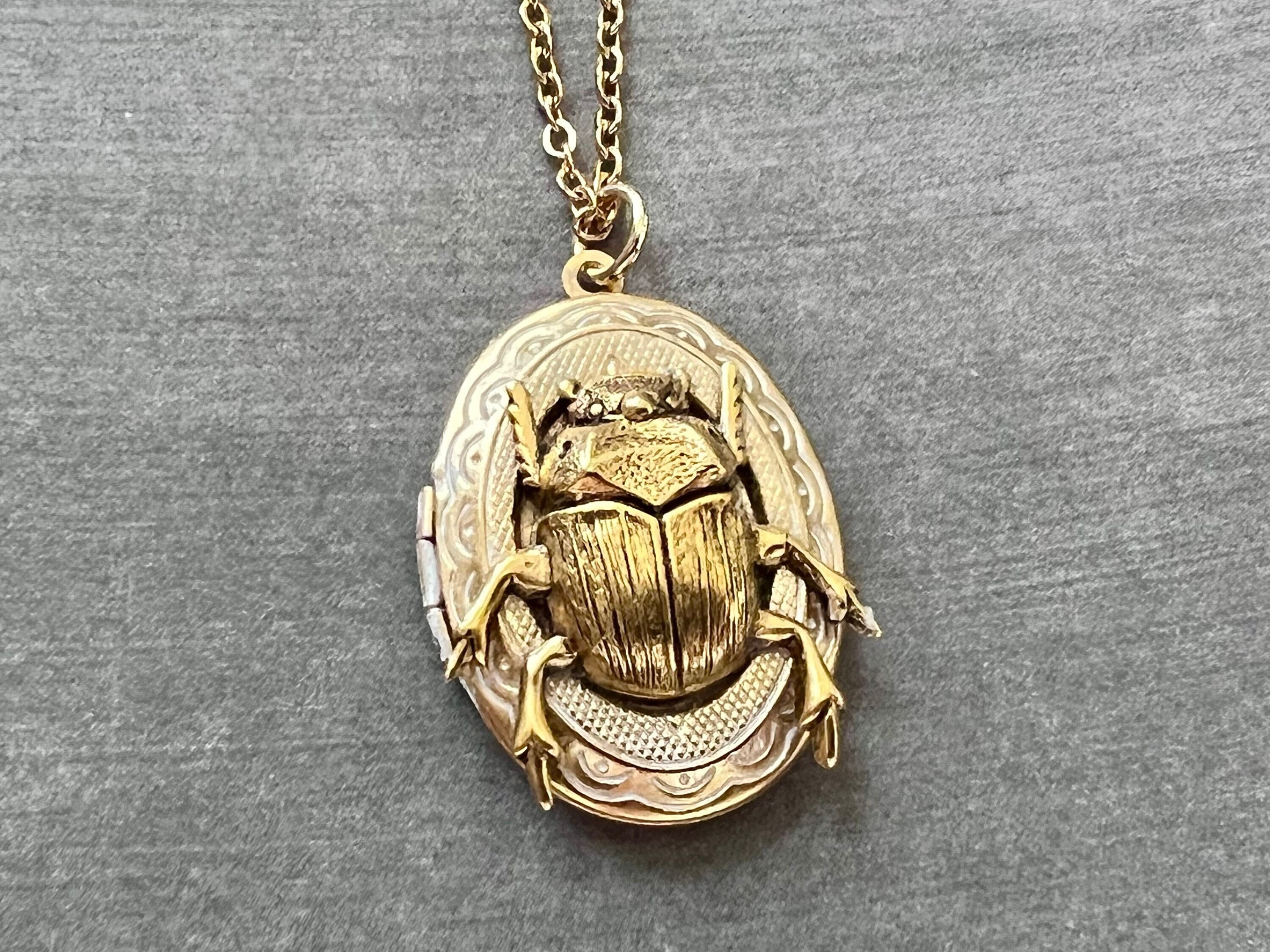 Antique LC Tiffany Scarab Necklace Egyptian Revival Louis 