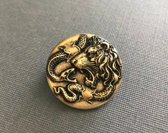 Lion Serpent Brooch Leo Birthday Brave Lion Men's Brooch Medieval Style Pin Father's Day Gift Groomsmen Gift Unisex Zodiac Lion Lover