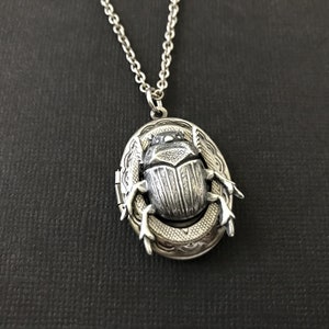 Silver Beetle Locket Oval Insect Locket Entomologist Gift Gothic Bug Scarab Jewelry Men's Locket Unisex Jewelry Creepy Insect Vintage Style image 8