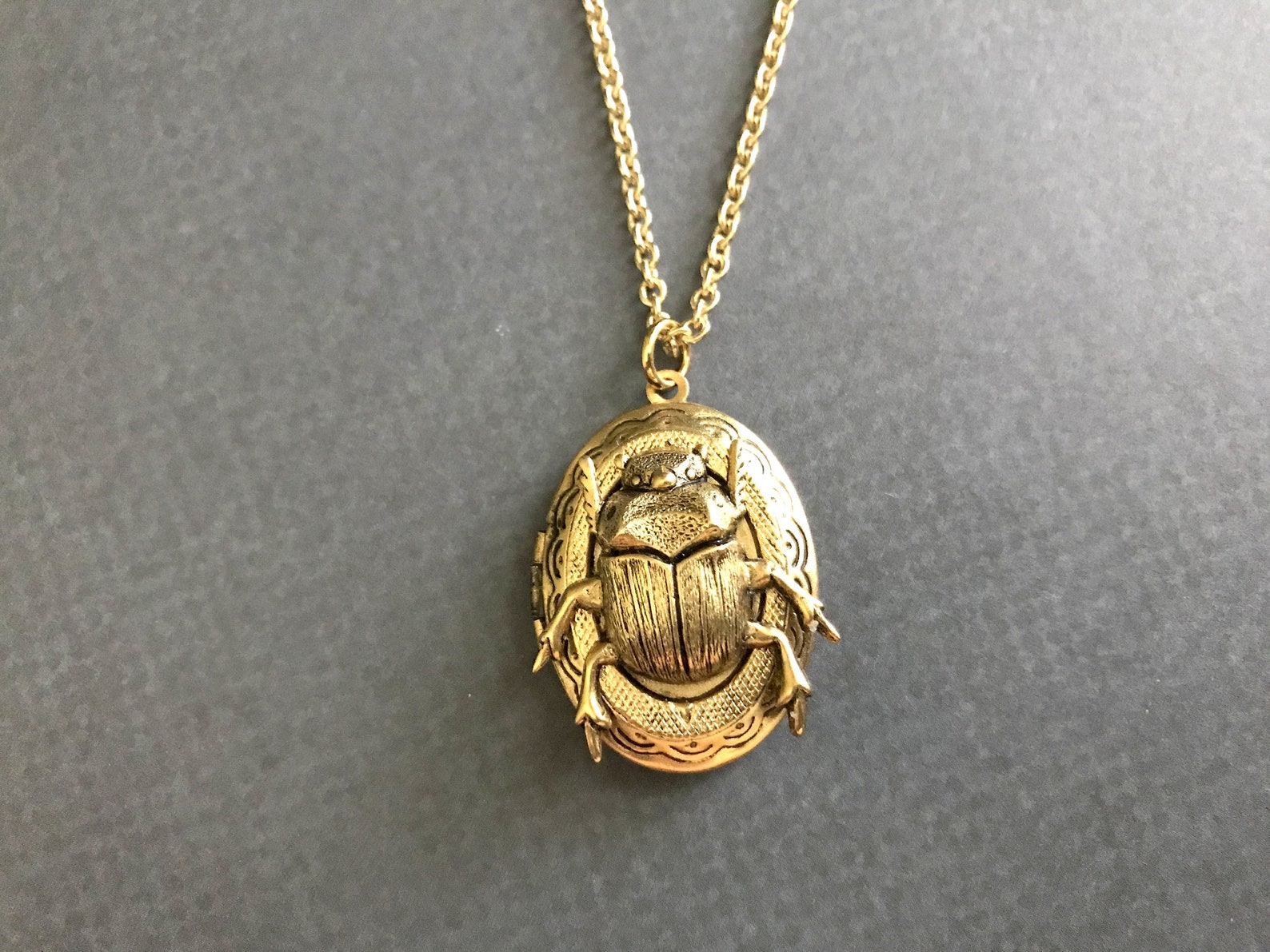 Gold Käfer Locket Insekt Halskette Skarabäus Schmuck Insekt | Etsy