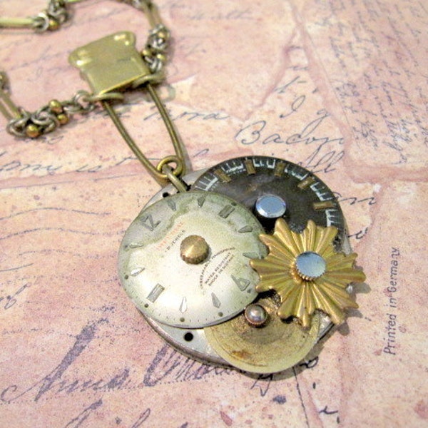 Steampunk Necklace, Clockworks Necklace, Choker, Laundry Pin, Vintage, Watch Parts, Edwardian, Cosplay, Gothic Necklace, Upcycled, OOAK