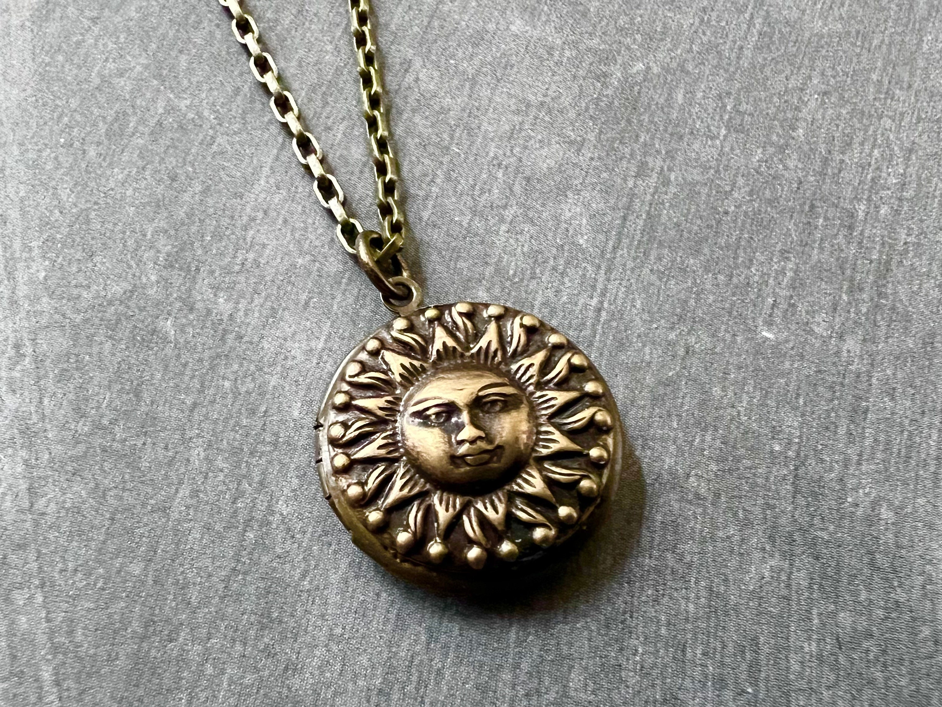 Sun Chain Locket Small Sun Hidden Locket Vintage Style Celestial Unisex Gift Men's ...