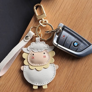 Gros mouton porte-clés cartable pendentif personnalisation pur fait main voiture porte-clés sac pendentif artisanat en cuir fait main