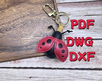 PDF & DXF pattern leather  seven-spotted ladybug bag charming keychain pendant Hanging template decorative ladies' bag keychain
