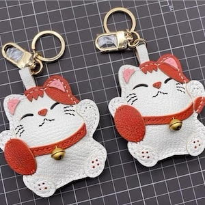 Fortune Katze Puppe Anhänger Anpassung Pure Handmade Car Keychain Tasche Anhänger Handmade Leder Handwerk