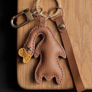 Oie rôtie porte-clés cartable pendentif personnalisation pur fait main voiture porte-clés sac pendentif artisanat en cuir fait main