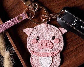 Piglet Keychain Schoolbag Pendant Customization Pure Handmade Car Keychain Bag Pendant Handmade Leather Crafts