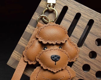 Handmade customization Leather Crafts Teddy Dog Pendant car key bag decoration  bag pendant gift hand-customized