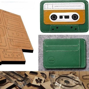 Molde troquelado para cortar cuero con cinta magnética para billetera, juego de troqueles de cuero hechos a mano y personalizados, artesanías en cuero