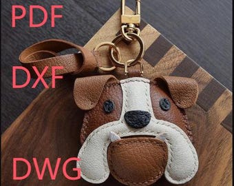PDF & DXF pattern leather DOG pendant Charming key chain pendant template decoration for ladies' bag key chain