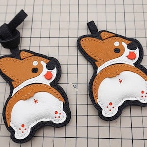Joli pendentif corgi gallois Personnalisation Pur porte-clés de voiture fait main Pendentif Artisanat en cuir fait main