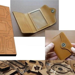 Borsa pieghevole per carte e portamonete Stampo per fustellatura in pelle, set di fustelle per punzonatura in pelle personalizzate fatte a mano, artigianato in pelle