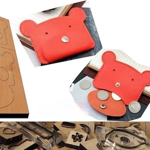 Stampo per fustellatura in pelle per borsa portacarte Little Bear, artigianato in pelle, set di fustelle per punzonatura in pelle personalizzate fatte a mano