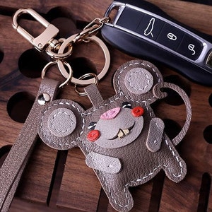 Puppe Maus Schlüsselanhänger Schultasche Anhänger Anpassung Pure Handmade Car Schlüsselanhänger Taschenanhänger Handmade Leather Crafts