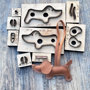 Moule en cuir pendentif porte-clés teckel, pendentif sac porte-clés voiture, moule couteau artisanal en cuir fait main