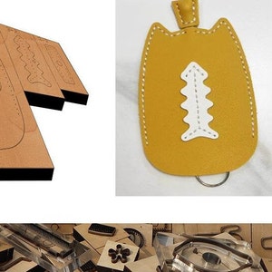 Fustella per fustellatura in pelle con portachiavi a forma di schiena di gatto, strumento per artigianato in pelle, set di fustelle per punzonatura in pelle personalizzate fatte a mano