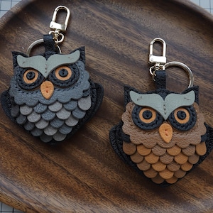 Pendentif hibou, personnalisation, porte-clés de voiture fait main, pendentif de sac, artisanat en cuir fait main