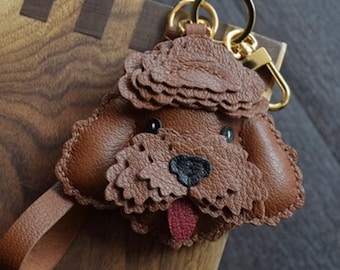 Handmade customization Leather Crafts Teddy Dog Pendant car key bag decoration  bag pendant gift hand-customized