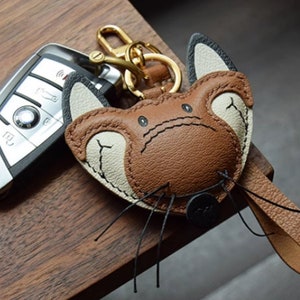 Personnalisation à la main Artisanat en cuir Fox Pendentif clé de voiture sac décoration sac pendentif cadeau personnalisé à la main