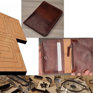 Bolsa de cartão com fivela dobrável / carteira Molde de corte de couro, conjunto de moldes de perfuração de couro personalizado feito à mão