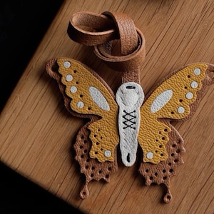 Porte-clés papillon pendentif cartable personnalisation pur porte-clés de voiture fait main sac pendentif artisanat en cuir fait main