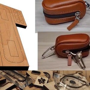 Stampo per fustellatura in pelle con portachiavi con cerniera, set di fustelle per punzonatura in pelle personalizzate fatte a mano