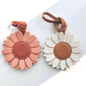 Porte-clés tournesol pendentif cartable personnalisation pur porte-clés de voiture fait main sac pendentif artisanat en cuir fait main
