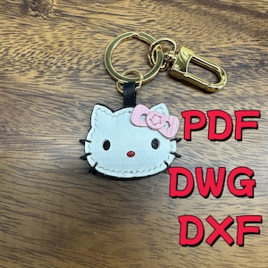 PDF & DXF pattern leather CAT bag charming keychain pendant Hanging template decorative ladies&#39; bag keychain charming accessory