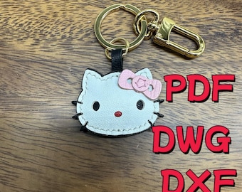 PDF & DXF pattern leather CAT bag charming keychain pendant Hanging template decorative ladies' bag keychain charming accessory
