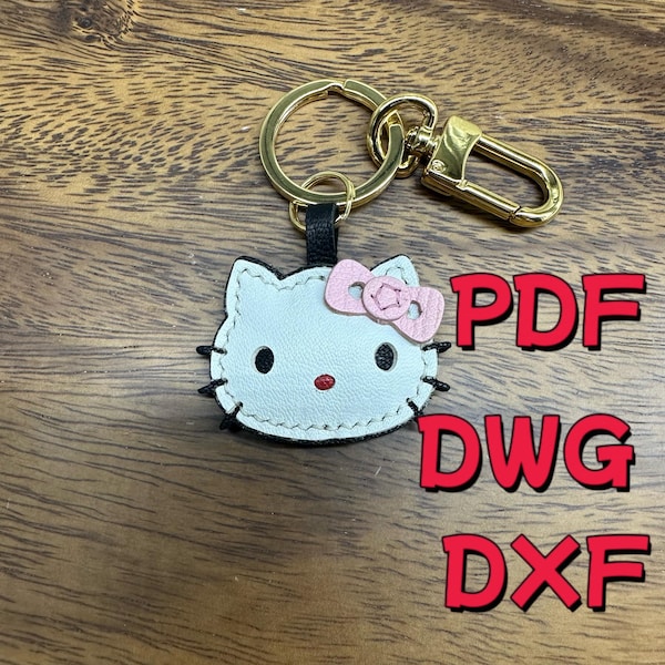 PDF & DXF pattern leather CAT bag charming keychain pendant Hanging template decorative ladies' bag keychain charming accessory
