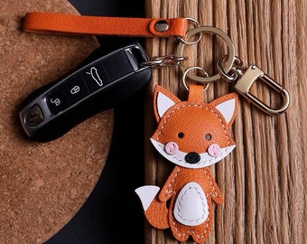 Fox Keychain pendant Customization Pure Handmade Car Keychain Bag Pendant Handmade Leather Crafts