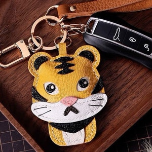 Porte-clés tigre pendentif cartable personnalisation pur porte-clés de voiture fait main sac pendentif artisanat en cuir fait main