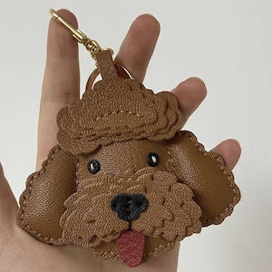 Pendentif caniche toy personnalisé Pendentif de sac de porte-clés de voiture fait main, artisanat en cuir fait main